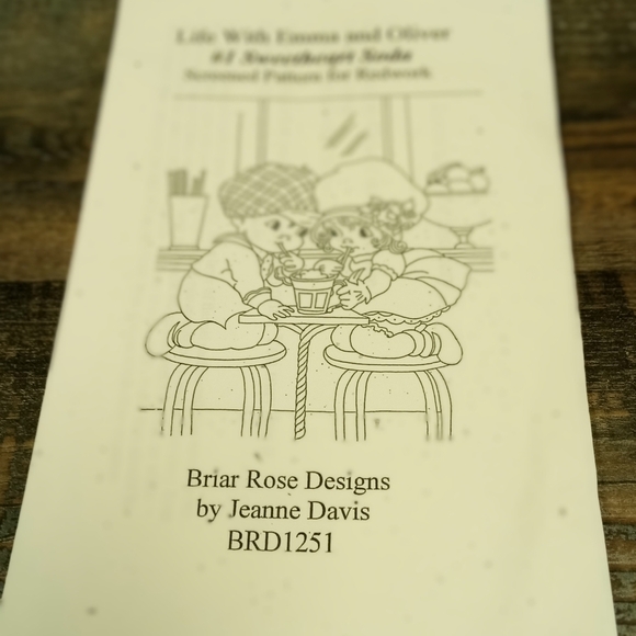 Life with Emma & Oliver #1 Sweetheart Soda Screened Pattern for Redwork Love - Picture 1 of 3